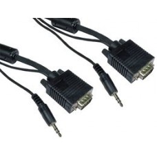 2 m Male to Male VGA Lead With Integrated 3.5 mm Stereo Audio Jack Plug